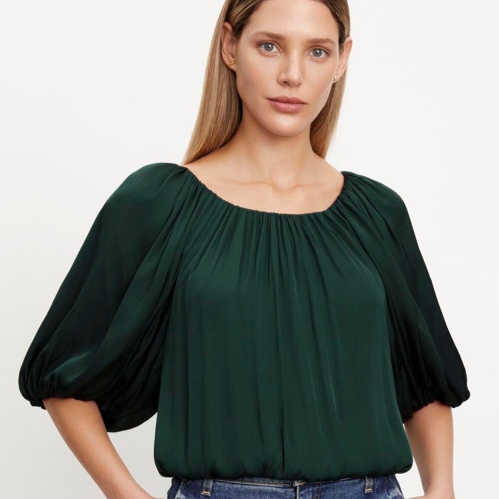 NWOT | Velvet by Graham and Spencer | Tami satin puff sleeve top